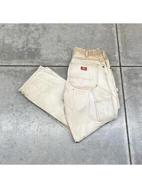 vintage dickies sun faded tan relaxed baggy fit dungaree cargo pants 32 x 30